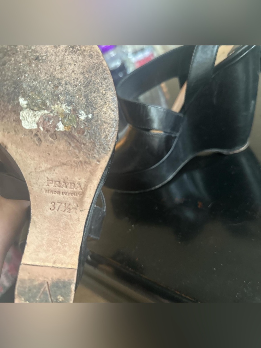 Prada Black Leather Slingback Heels 37.5 - Picture 4 of 4